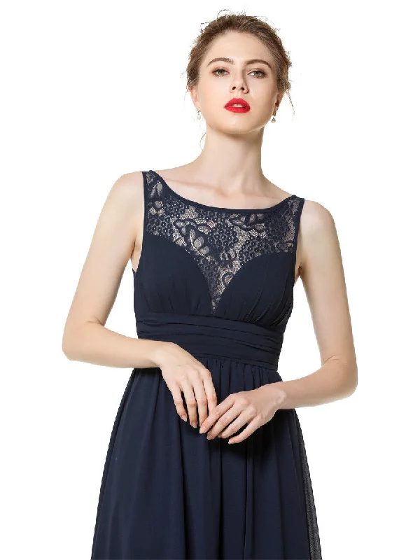 NiDELL 1032 Light Dress Sexy Elegant Intellectual Large Swing Toast Dress Sleeveless Chiffon Lace Stitching Bridesmaid Dress