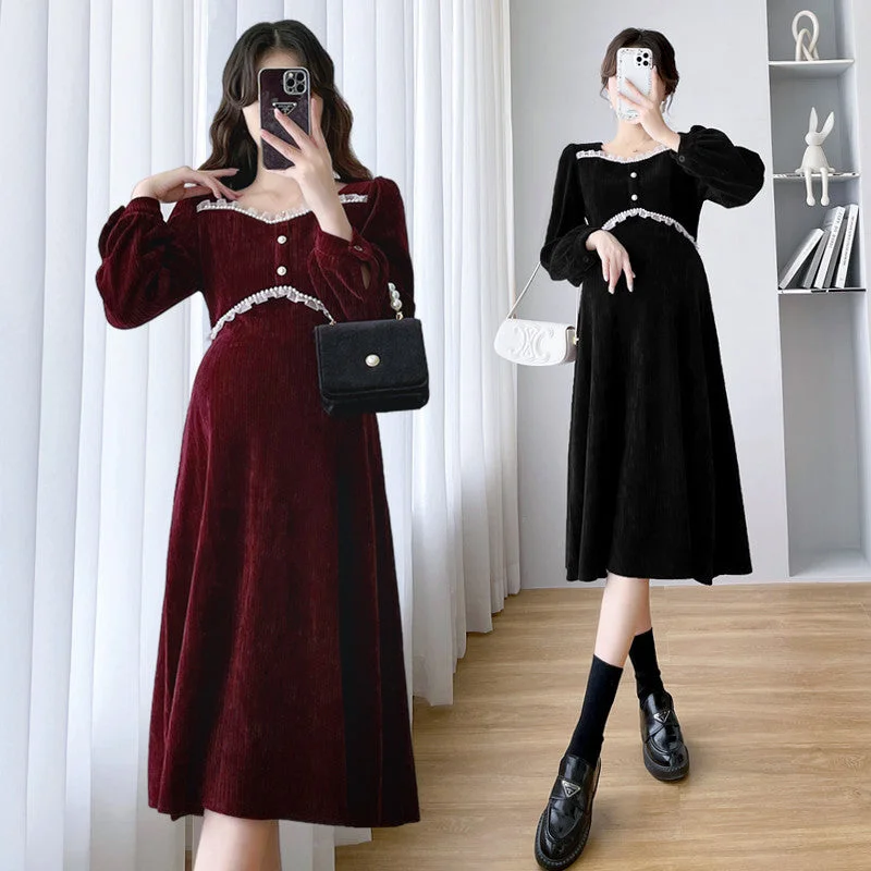 NiDELL Autumn Clothes for Pregnant Women Dress . New Fashion Temperament High Waist Maternity Dress Loose out Autumn and Winter Long Dress Autumn NiDELL Autumn Clothes for Pregnant Women Dress . New Fashion Temperament High Waist Maternity Dress Loose out Autumn and Winter Long Dress Autumn