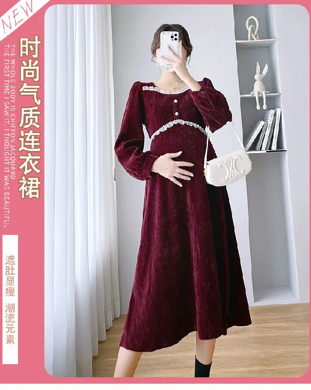 NiDELL Autumn Clothes for Pregnant Women Dress . New Fashion Temperament High Waist Maternity Dress Loose out Autumn and Winter Long Dress Autumn NiDELL Autumn Clothes for Pregnant Women Dress . New Fashion Temperament High Waist Maternity Dress Loose out Autumn and Winter Long Dress Autumn