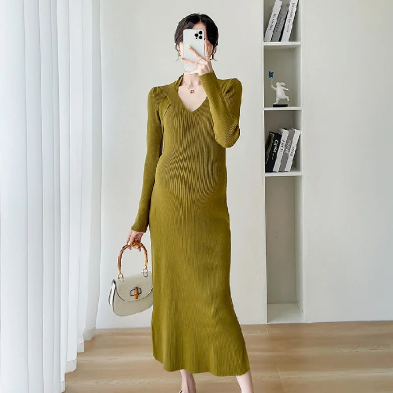NiDELL Maternity Dress . Autumn and Winter Elegant Slim Fit Slimming Knitted Sweater for Pregnant Women Bottoming Maternity Dress NiDELL Maternity Dress . Autumn and Winter Elegant Slim Fit Slimming Knitted Sweater for Pregnant Women Bottoming Maternity Dress