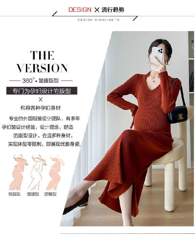 NiDELL Maternity Dress . Autumn and Winter Elegant Slim Fit Slimming Knitted Sweater for Pregnant Women Bottoming Maternity Dress NiDELL Maternity Dress . Autumn and Winter Elegant Slim Fit Slimming Knitted Sweater for Pregnant Women Bottoming Maternity Dress