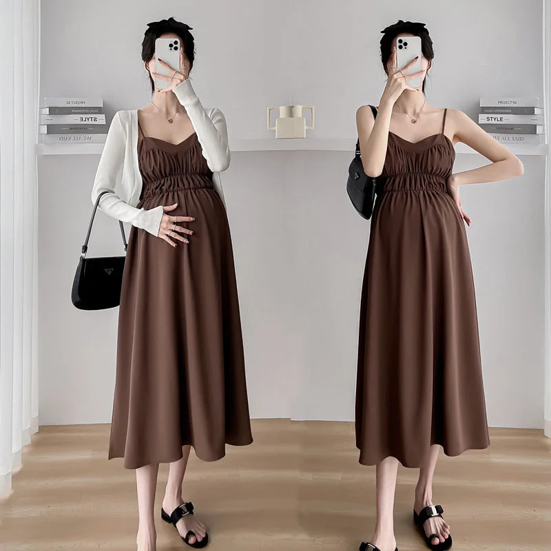 NiDELL Maternity Dress . Spring and Autumn New Suspender Long Dress Cardigan Fashion Two-Piece Suit Suspender Skirt Fashion NiDELL Maternity Dress . Spring and Autumn New Suspender Long Dress Cardigan Fashion Two-Piece Suit Suspender Skirt Fashion