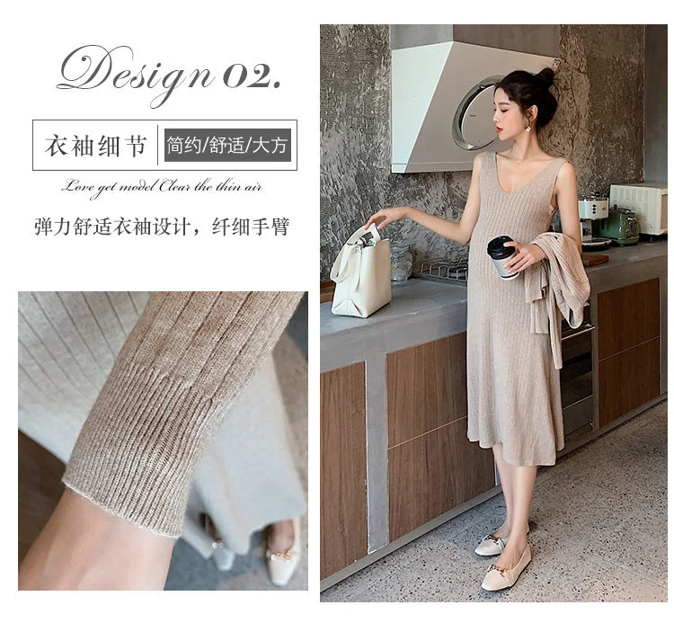 NiDELL Pregnant Women's Sweater Autumn and Winter . Fashionable Knitted Dress Fashionable and Graceful Suit Loose Slimming outside Wear Two-Piece Set NiDELL Pregnant Women's Sweater Autumn and Winter . Fashionable Knitted Dress Fashionable and Graceful Suit Loose Slimming outside Wear Two-Piece Set