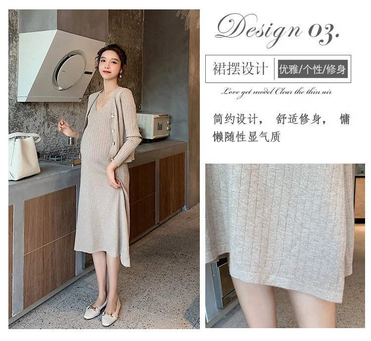 NiDELL Pregnant Women's Sweater Autumn and Winter . Fashionable Knitted Dress Fashionable and Graceful Suit Loose Slimming outside Wear Two-Piece Set NiDELL Pregnant Women's Sweater Autumn and Winter . Fashionable Knitted Dress Fashionable and Graceful Suit Loose Slimming outside Wear Two-Piece Set