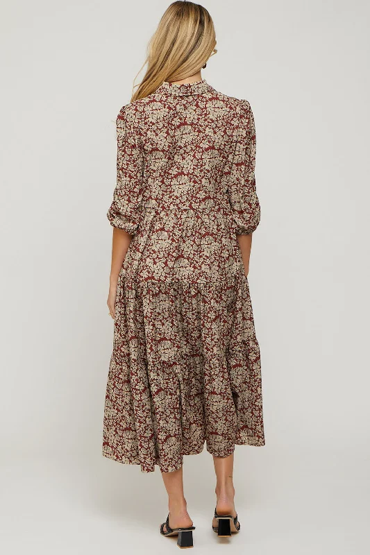 burgundy-floral-collared-tiered-maternity-maxi-dress