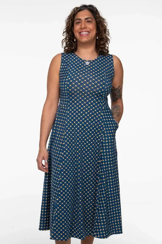 cleo-dress-navy-with-gold-cross-dots