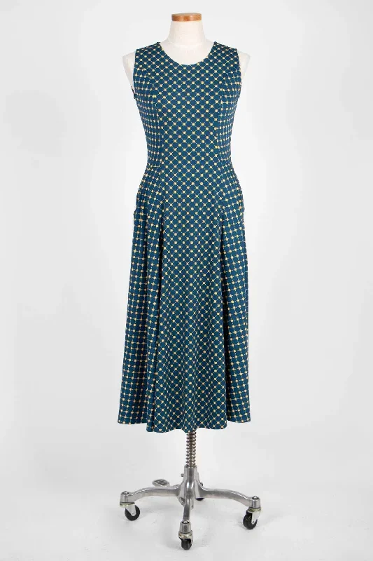 cleo-dress-navy-with-gold-cross-dots