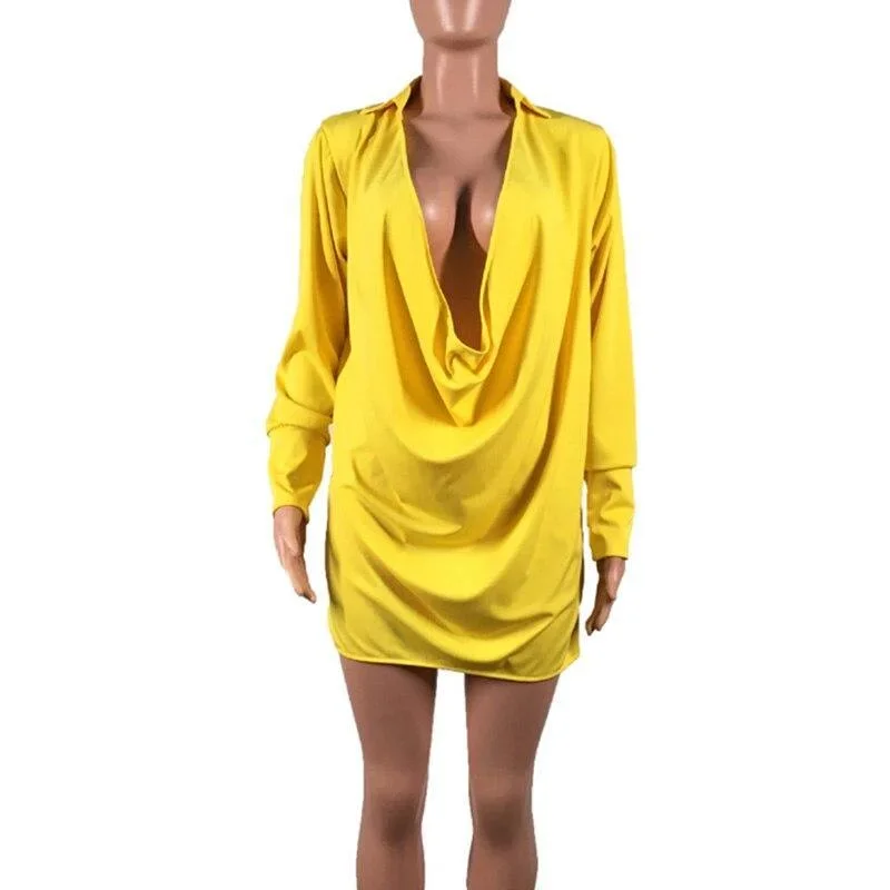 low-cut-v-neck-shirt-dress-women-long-sleeve-draped-loose-dresses-summer-2019-sexy-party-dress-yellow-vestidos-mujer-2019