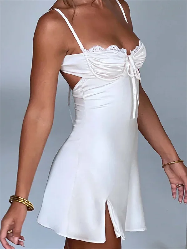 retro-ruched-lace-up-mini-dress