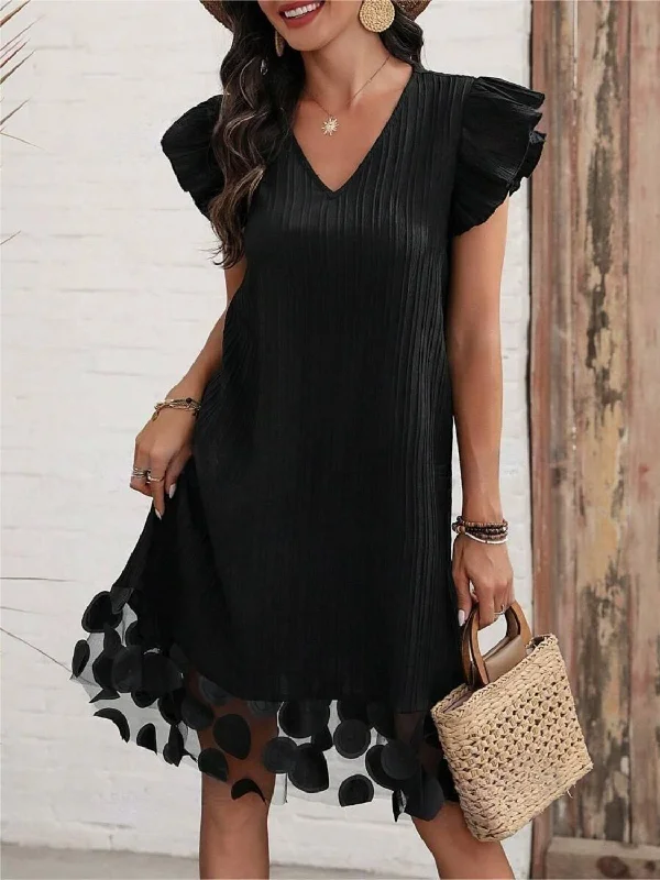 ruffled-v-neck-cap-sleeve-dress-1